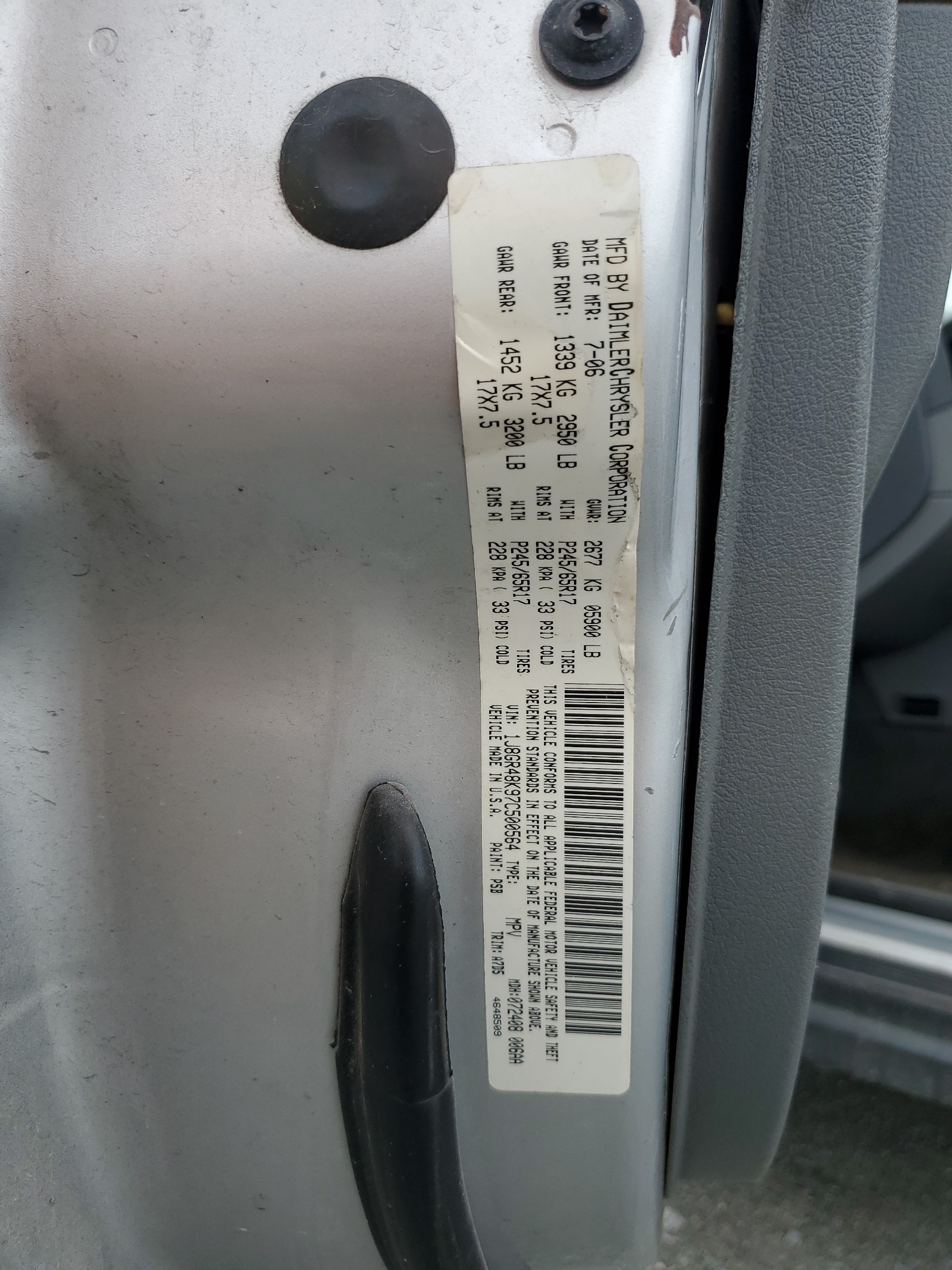 1J8GR48K97C500564 2007 Jeep Grand Cherokee Laredo