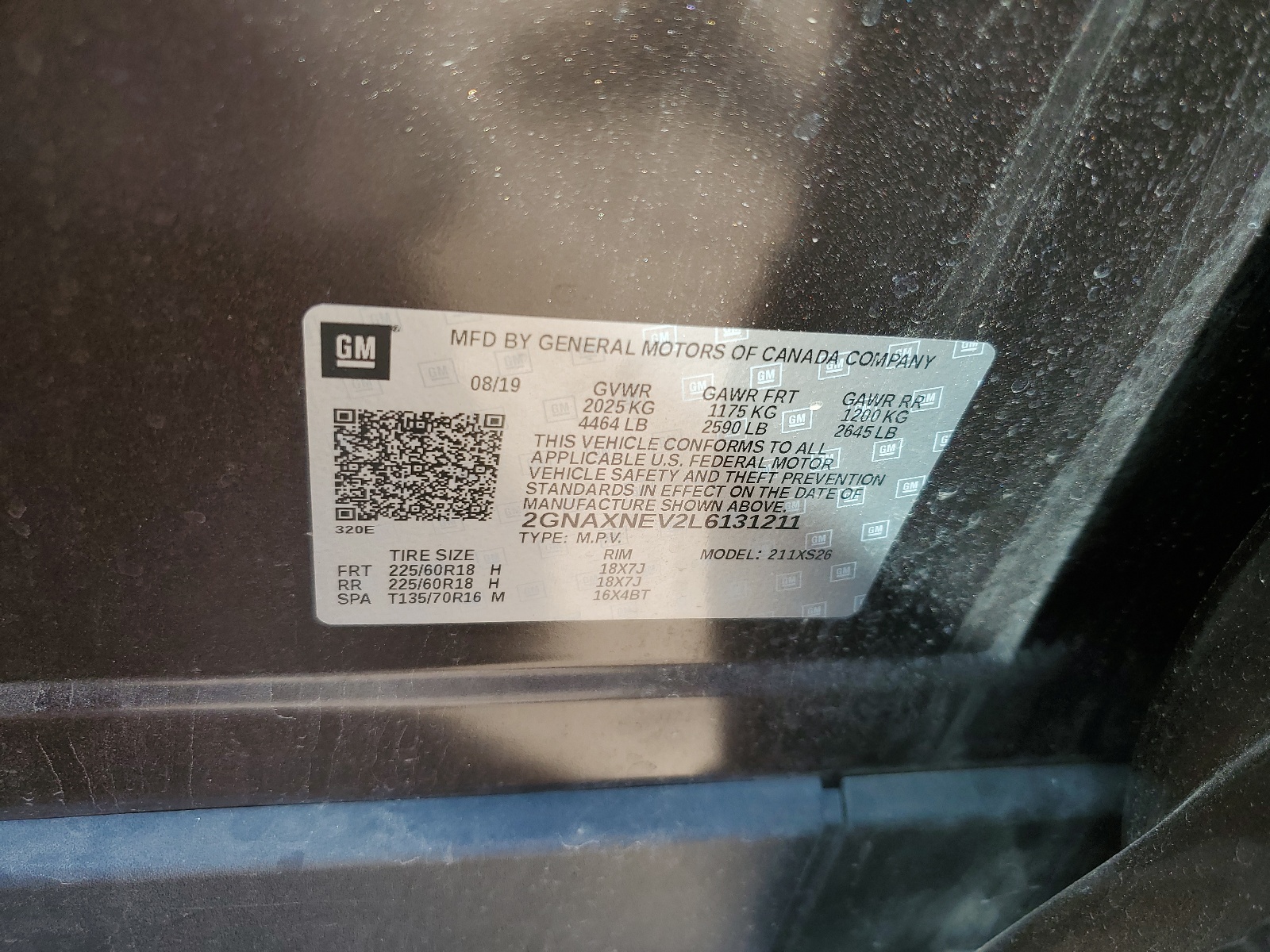 2GNAXNEV2L6131211 2020 Chevrolet Equinox Premier