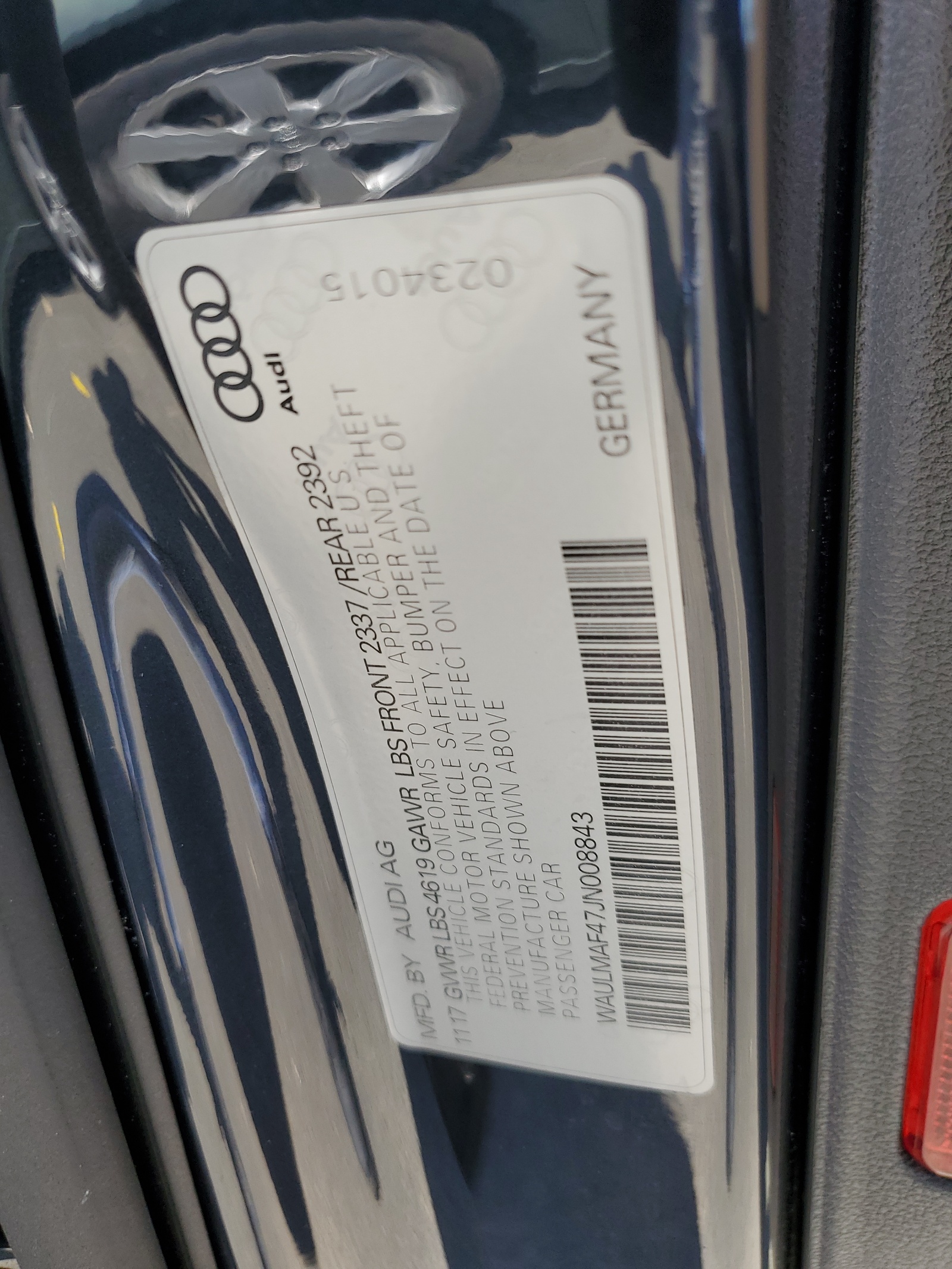 WAULMAF47JN008843 2018 Audi A4 Premium Plus