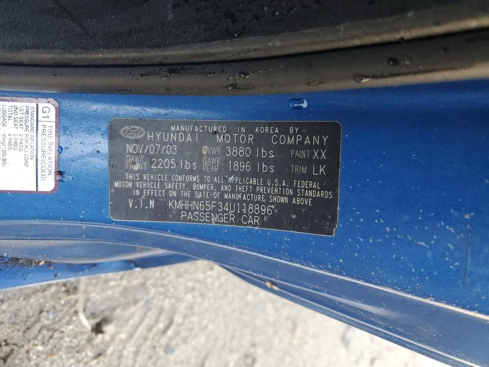 KMHHN65F34U118896 2004 Hyundai Tiburon Gt