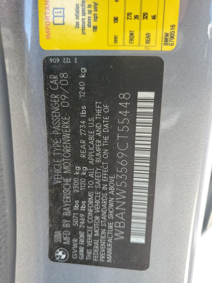 2009 BMW 550 I VIN: WBANW53569CT55448 Lot: 65045804