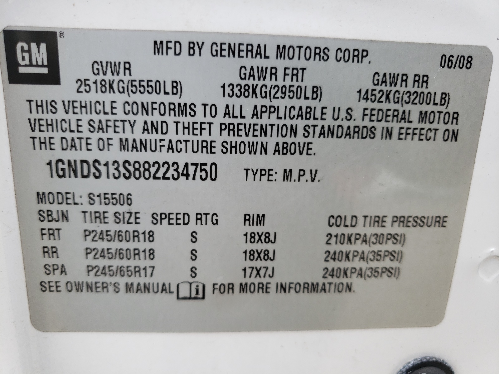 1GNDS13S882234750 2008 Chevrolet Trailblazer Ls