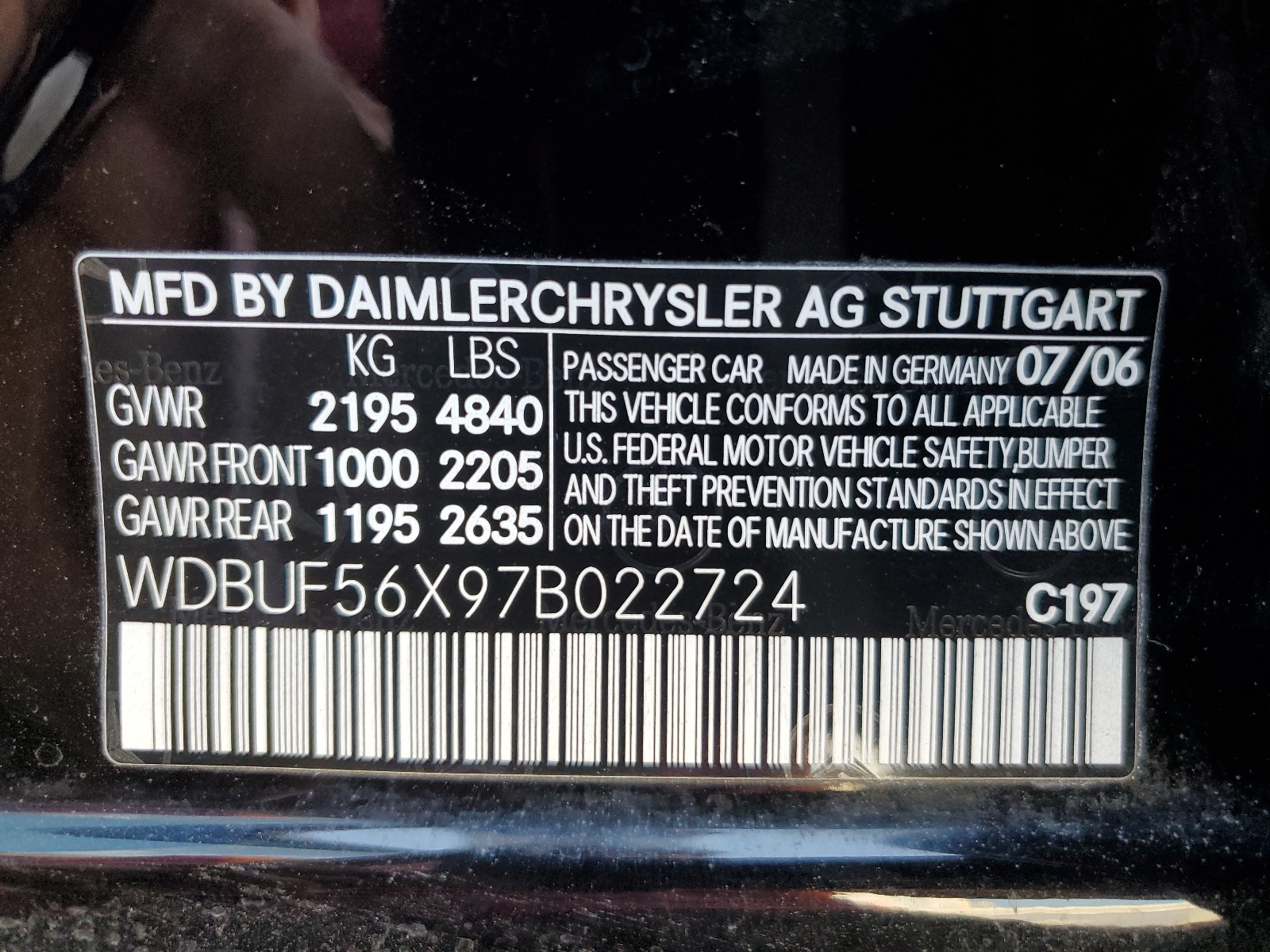 WDBUF56X97B022724 2007 Mercedes-Benz E 350