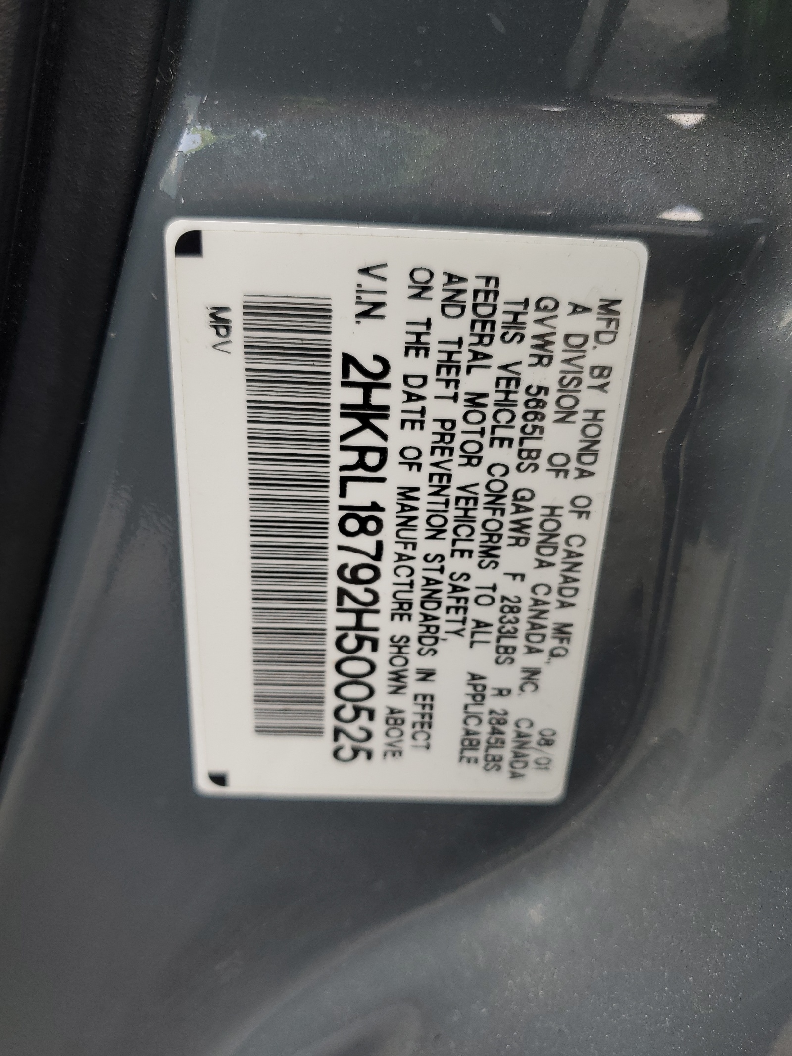 2HKRL18792H500525 2002 Honda Odyssey Exl