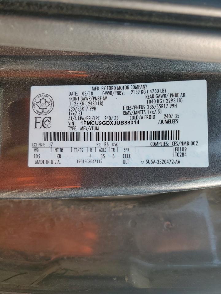 1FMCU9GDXJUB88014 2018 Ford Escape Se