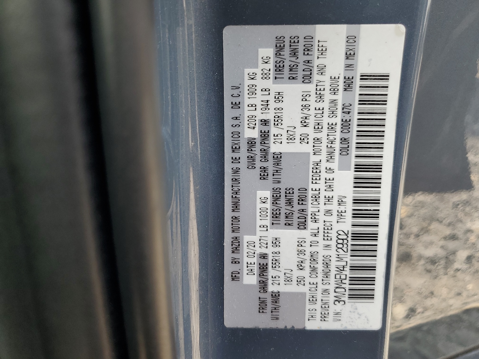 3MVDMAEM4LM129902 2020 Mazda Cx-30 Premium