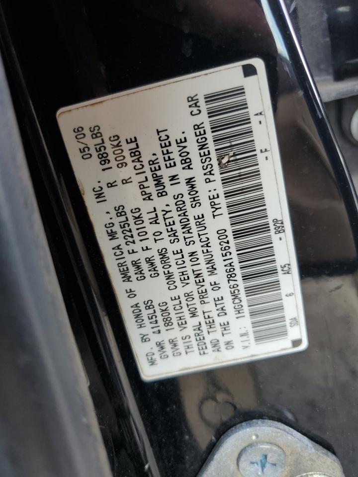 2006 Honda Accord Ex VIN: 1HGCM56786A156200 Lot: 63623764