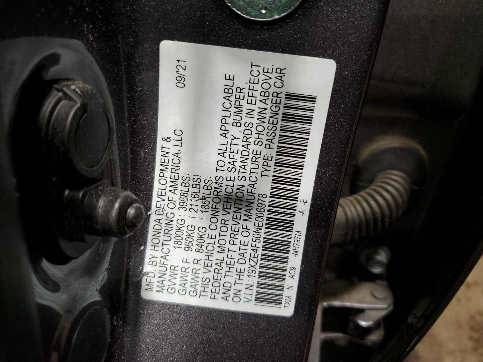 19XZE4F50NE006978 2022 Honda Insight Ex