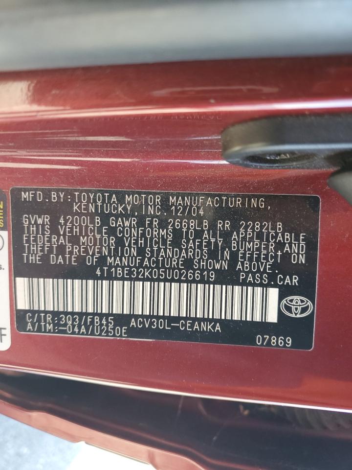 4T1BE32K05U026619 2005 Toyota Camry Le