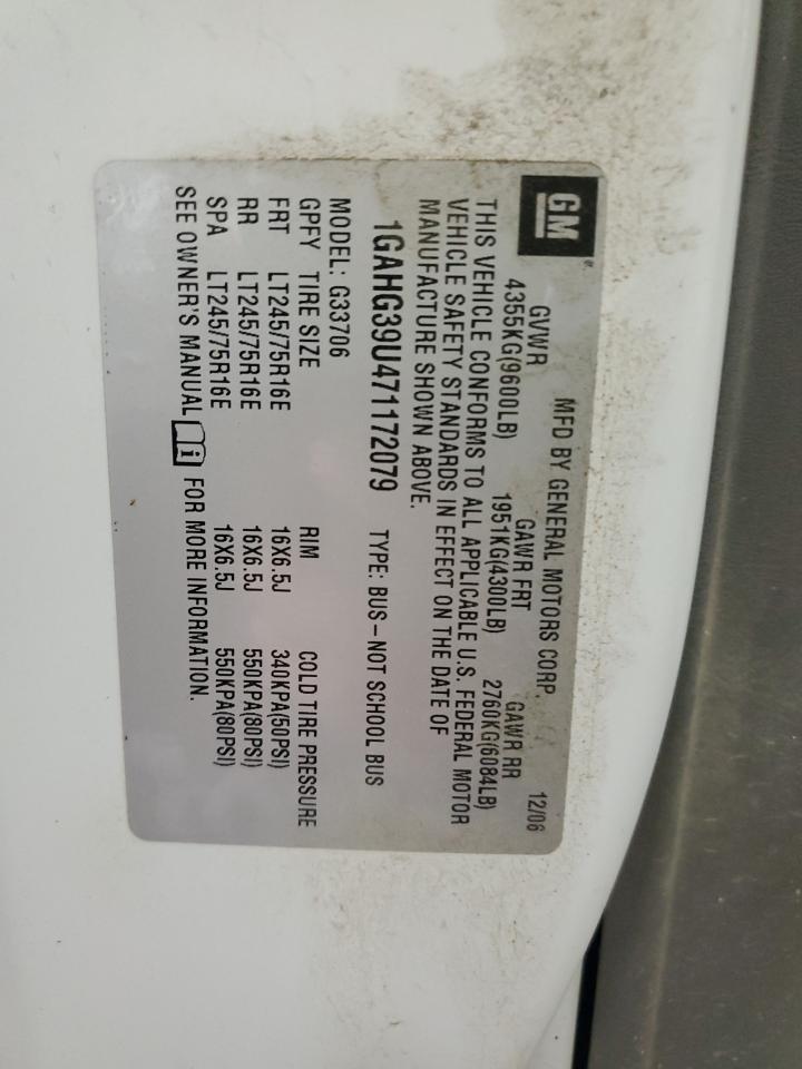 2007 Chevrolet Express G3500 VIN: 1GAHG39U471172079 Lot: 61648824