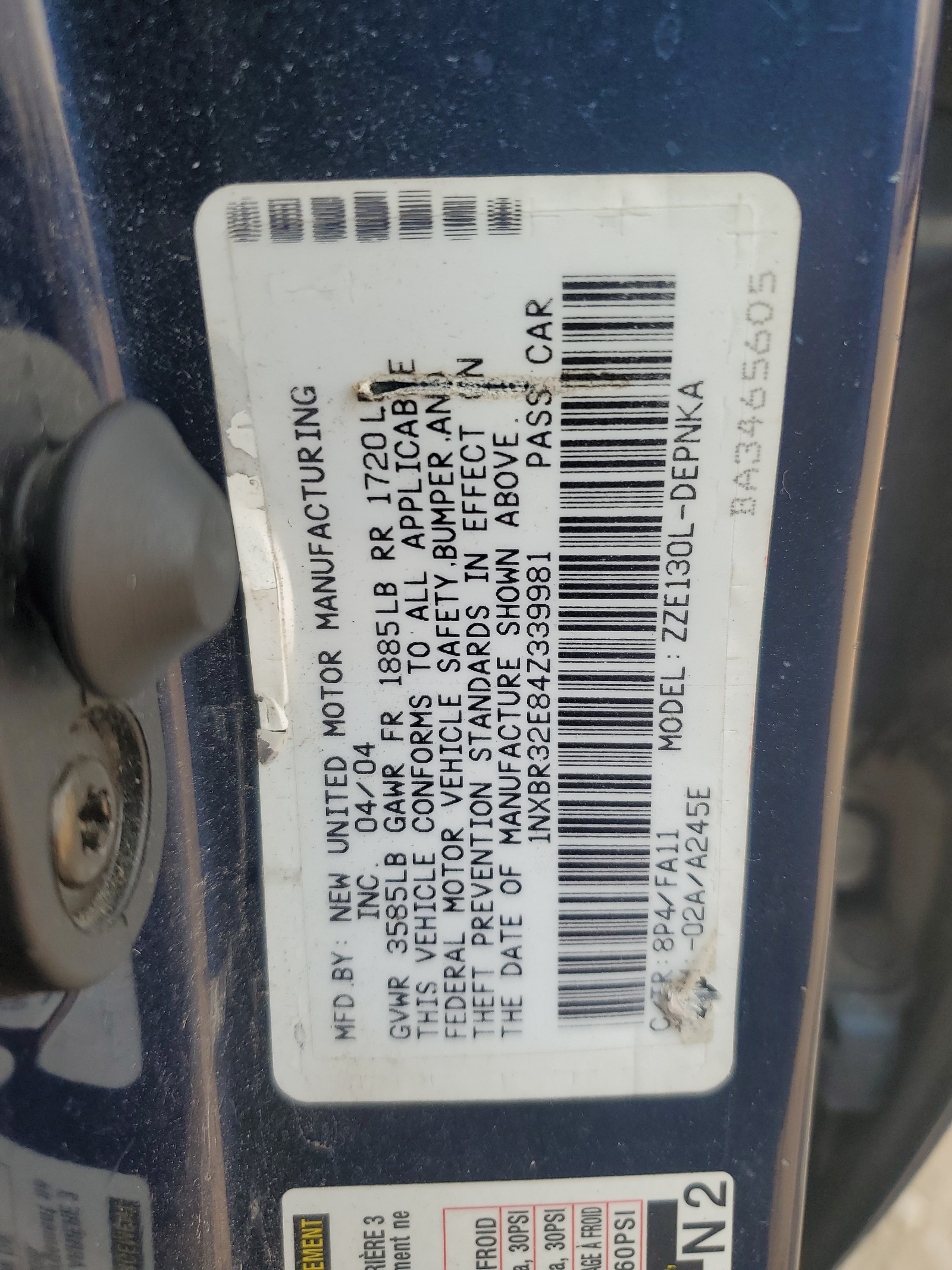 1NXBR32E84Z339981 2004 Toyota Corolla Ce