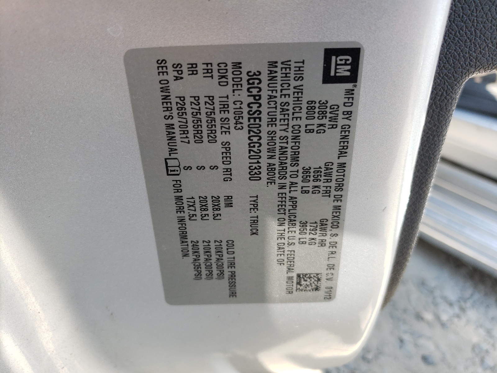 3GCPCSE02CG201330 2012 Chevrolet Silverado C1500 Lt