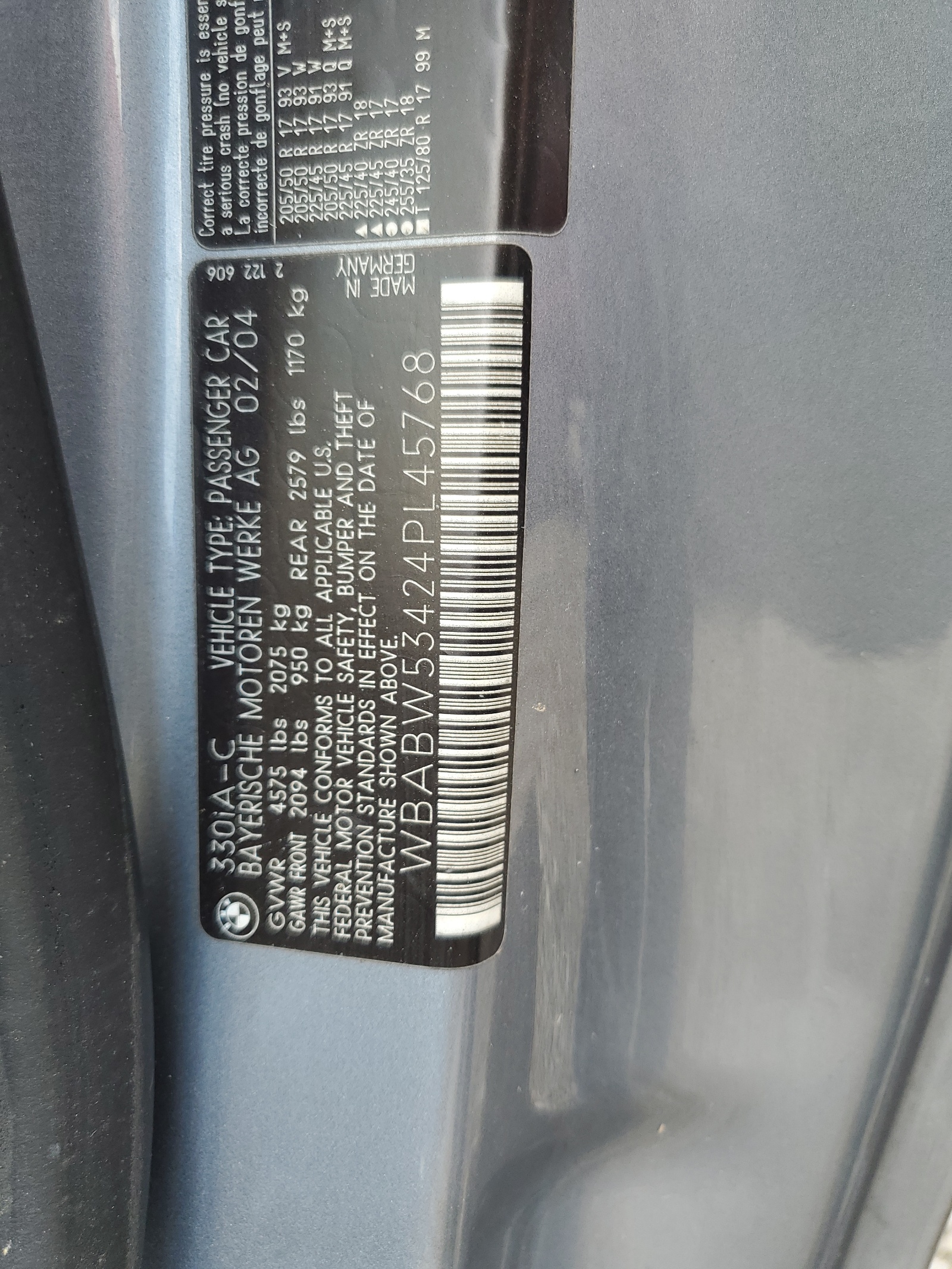 WBABW53424PL45768 2004 BMW 330 Ci