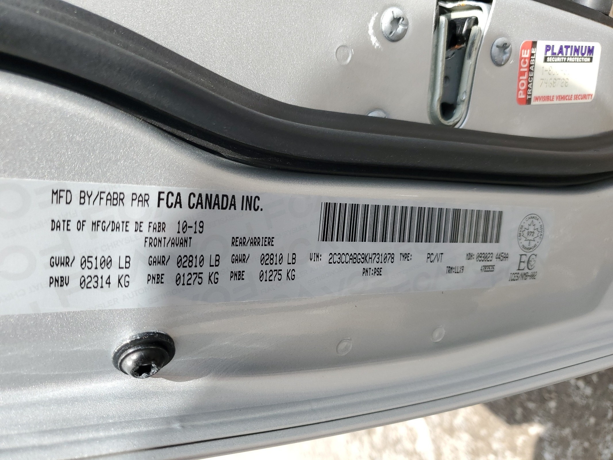 2C3CCABG9KH731078 2019 Chrysler 300 S