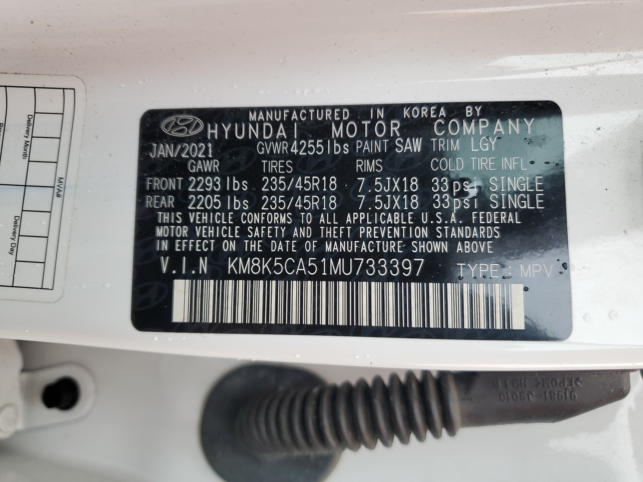 KM8K5CA51MU733397 2021 Hyundai Kona Ultimate