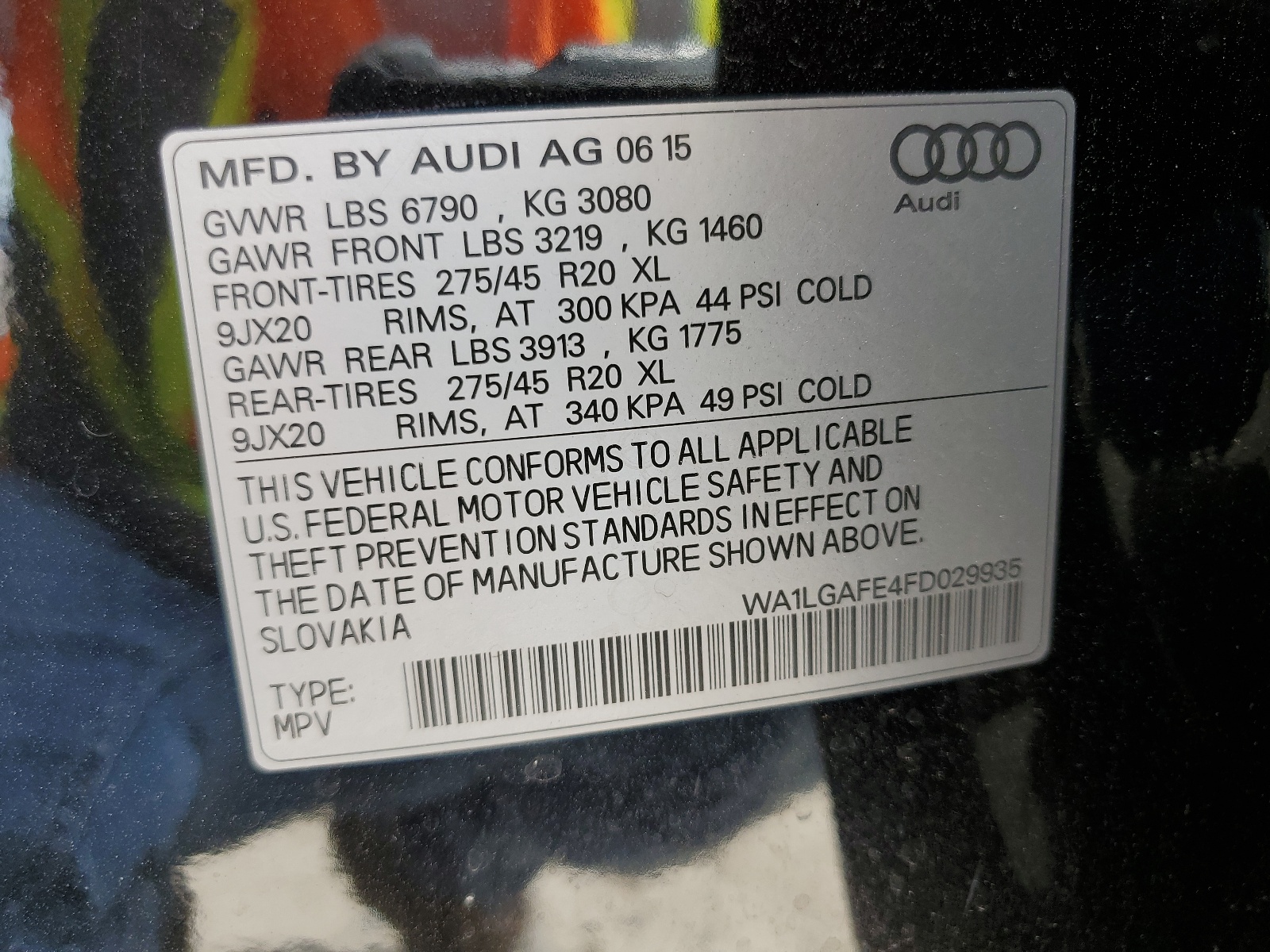 WA1LGAFE4FD029935 2015 Audi Q7 Premium Plus