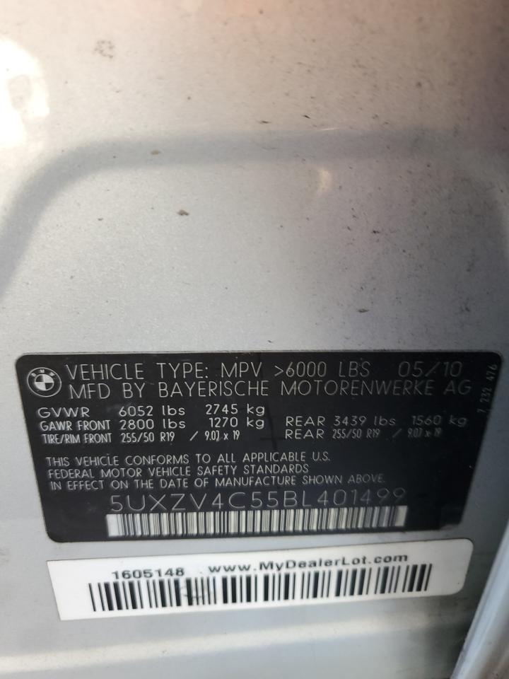 2011 BMW X5 xDrive35I VIN: 5UXZV4C55BL401499 Lot: 63100144