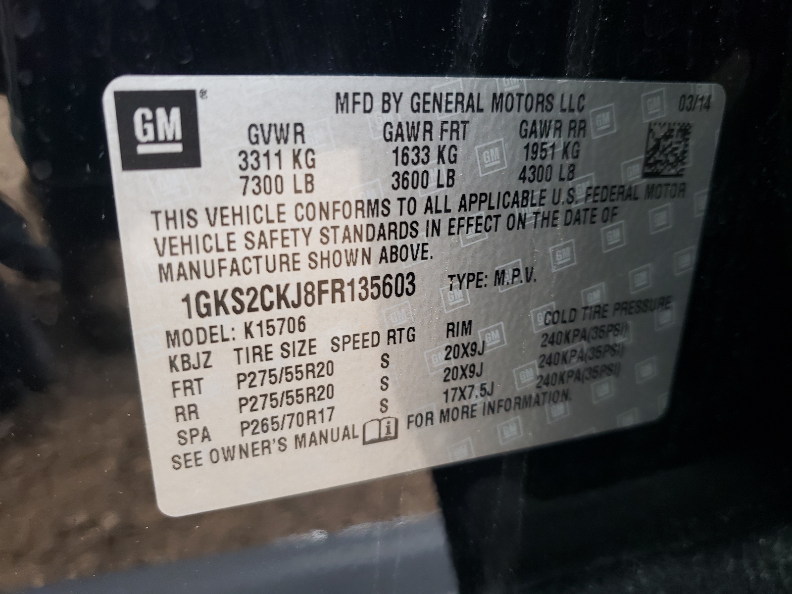 1GKS2CKJ8FR135603 2015 GMC Yukon Denali