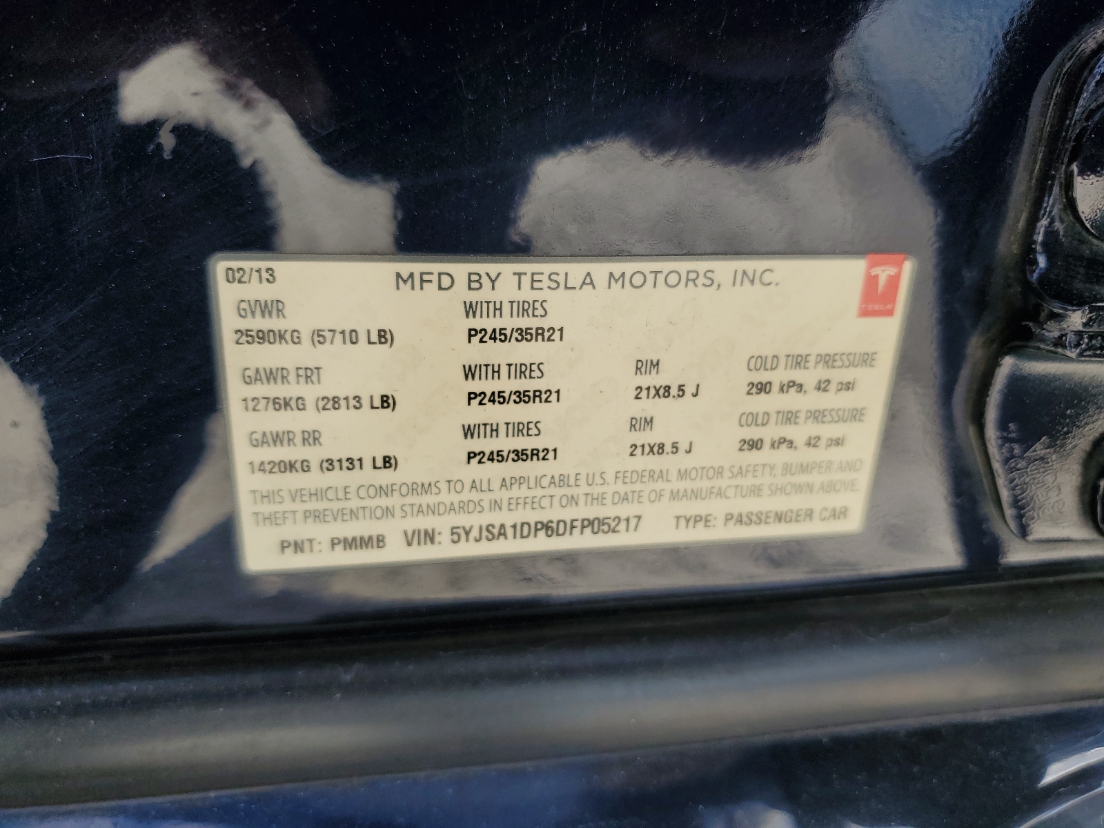 5YJSA1DP6DFP05217 2013 Tesla Model S