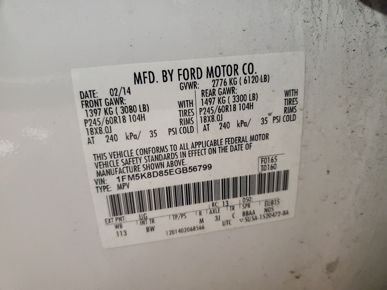 1FM5K8D85EGB56799 2014 Ford Explorer Xlt