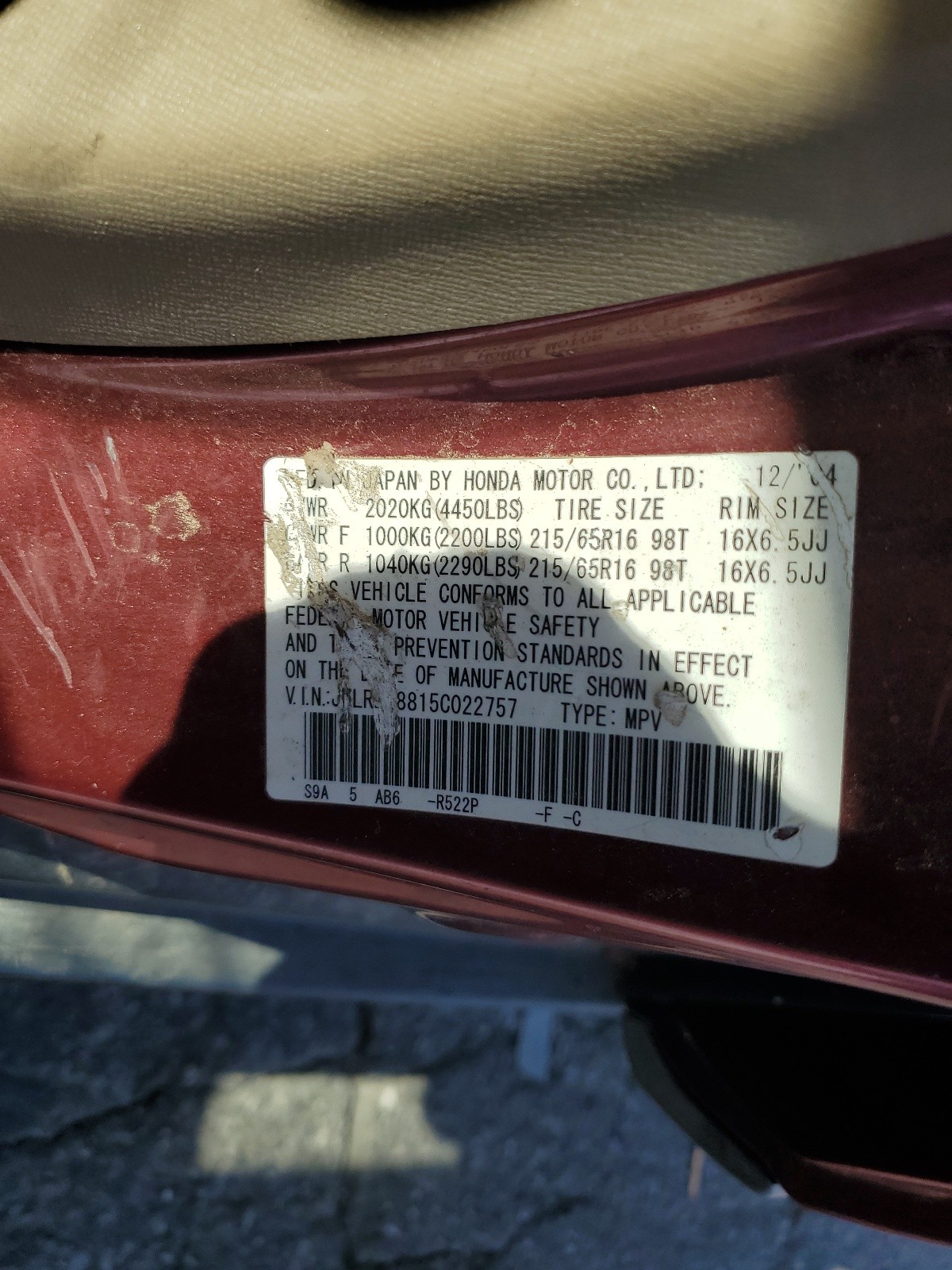 JHLRD78815C022757 2005 Honda Cr-V Ex