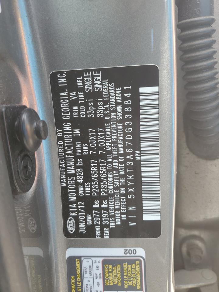 2013 Kia Sorento Lx VIN: 5XYKT3A67DG338841 Lot: 63932374