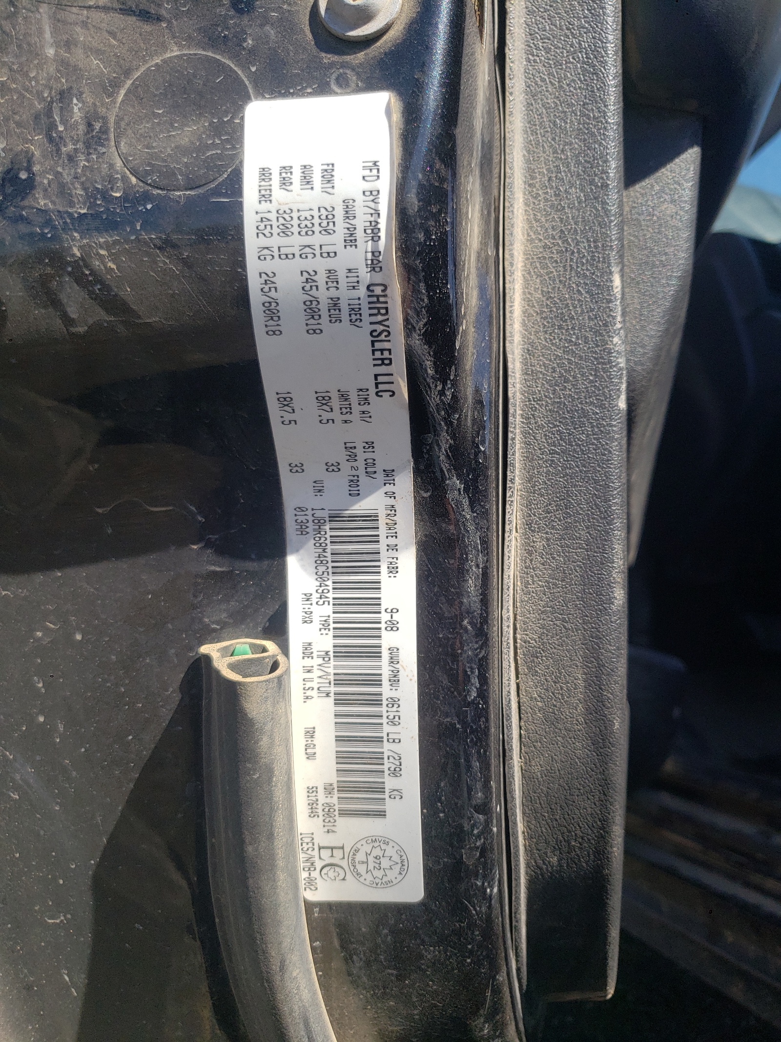 1J8HR68M48C504945 2008 Jeep Grand Cherokee Overland