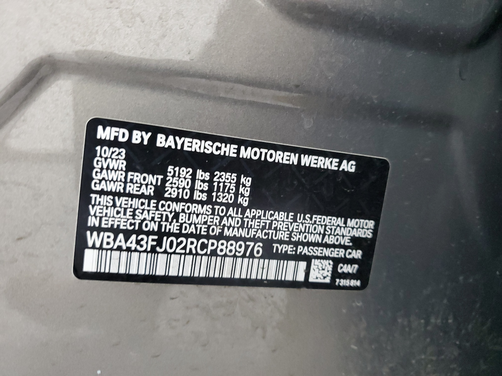 WBA43FJ02RCP88976 2024 BMW 530 I