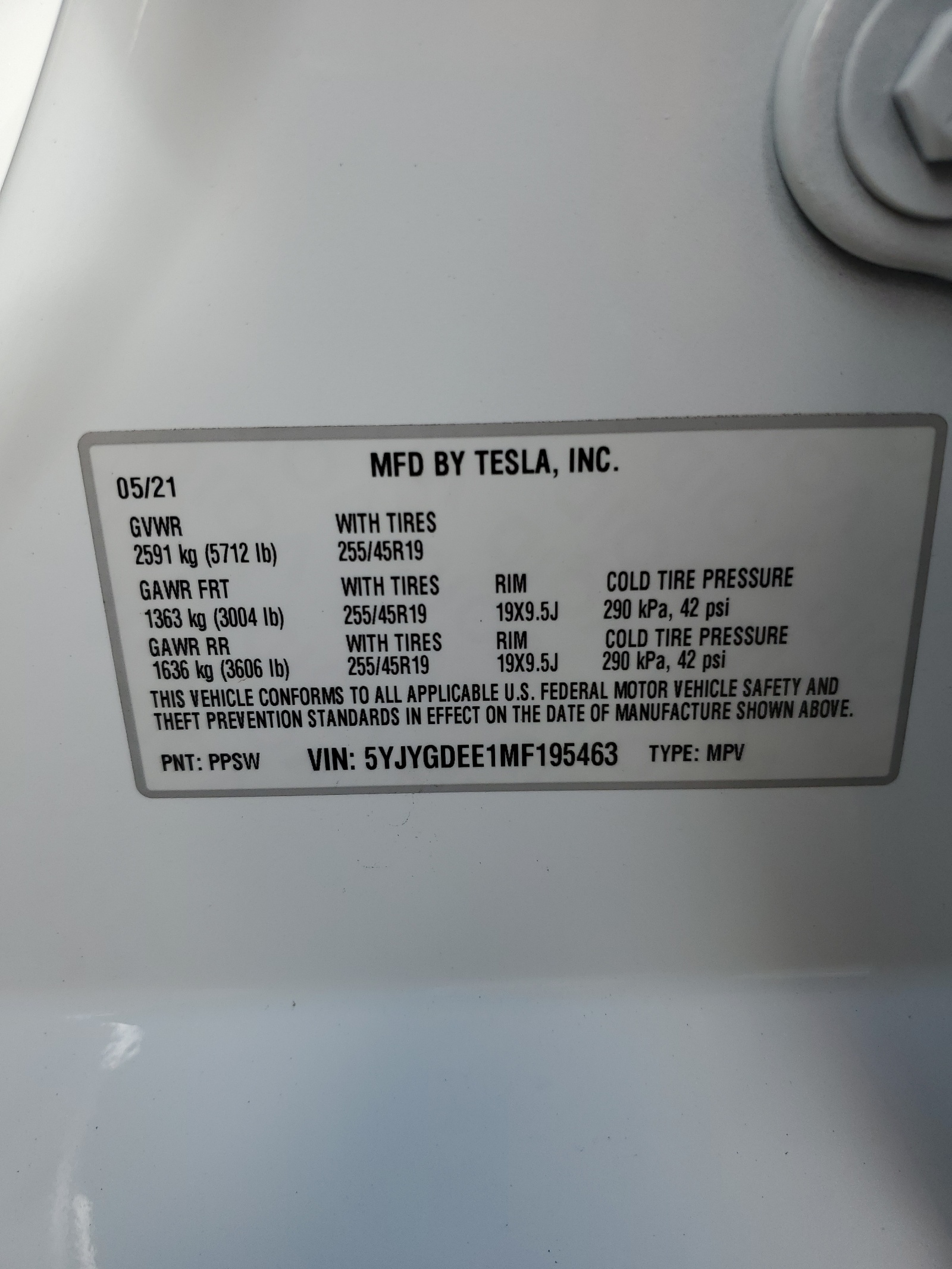 5YJYGDEE1MF195463 2021 Tesla Model Y