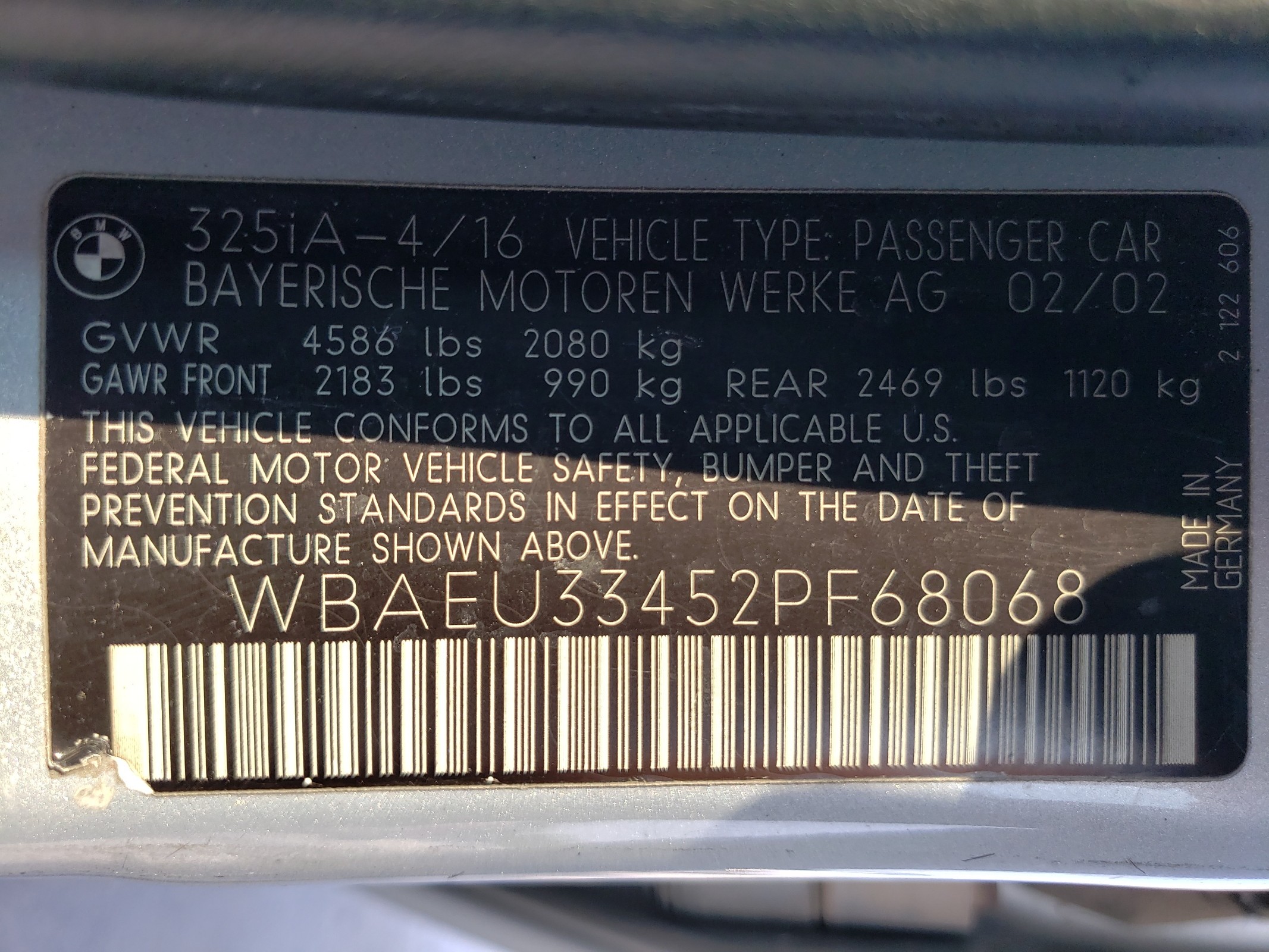 WBAEU33452PF68068 2002 BMW 325 Xi