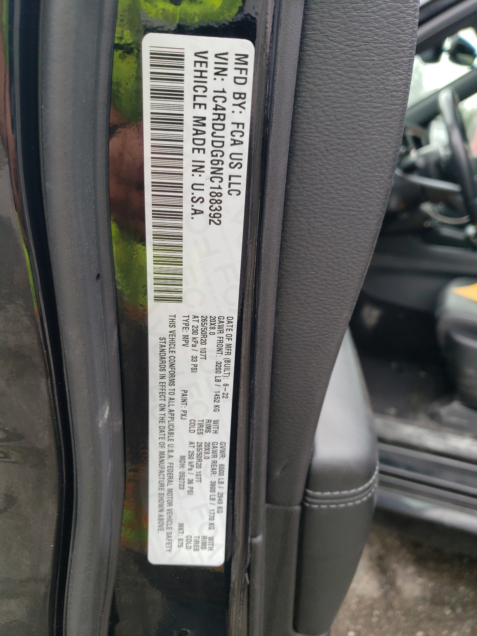 1C4RDJDG6NC188392 2022 Dodge Durango Gt