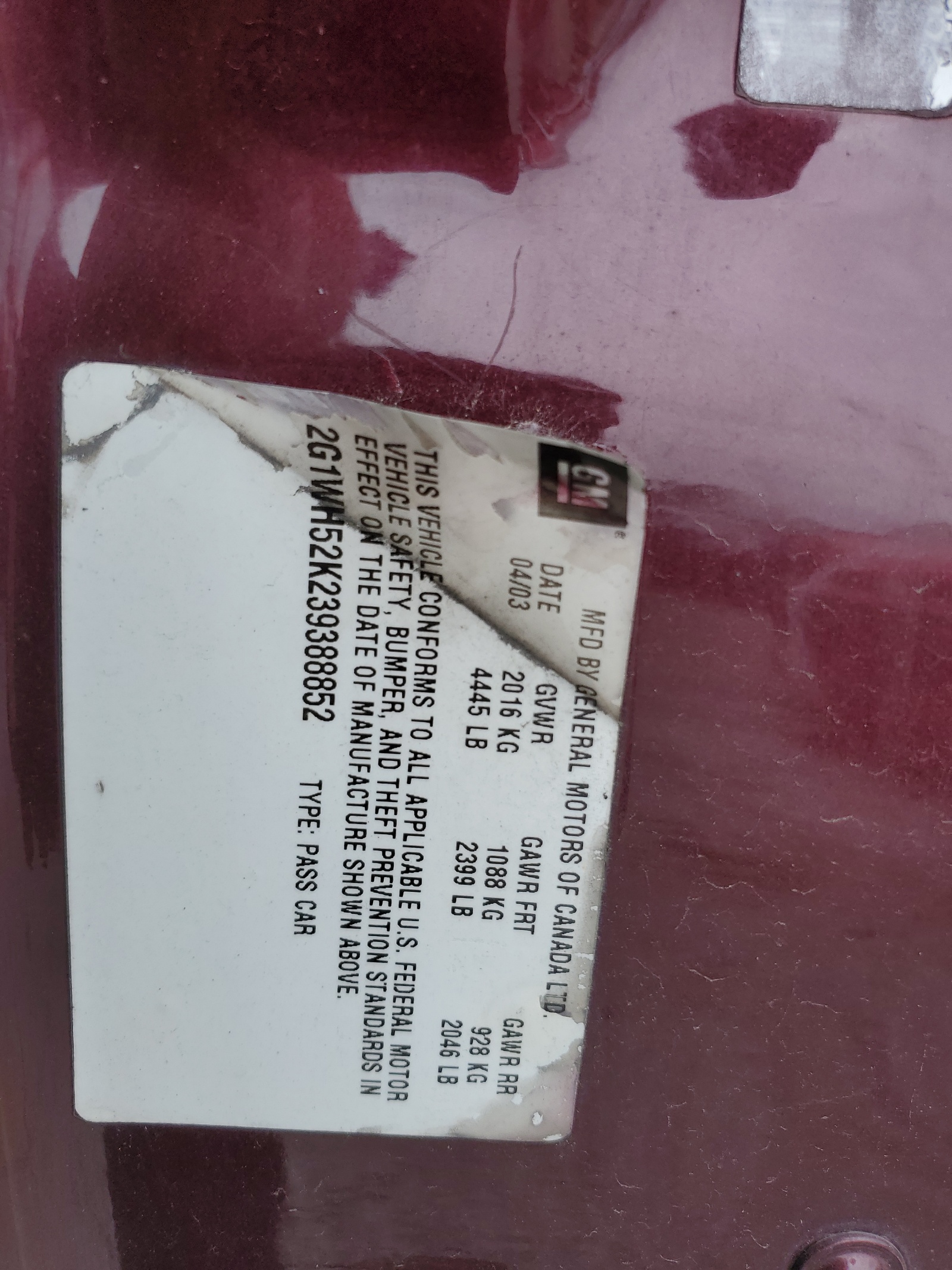 2G1WH52K239388852 2003 Chevrolet Impala Ls