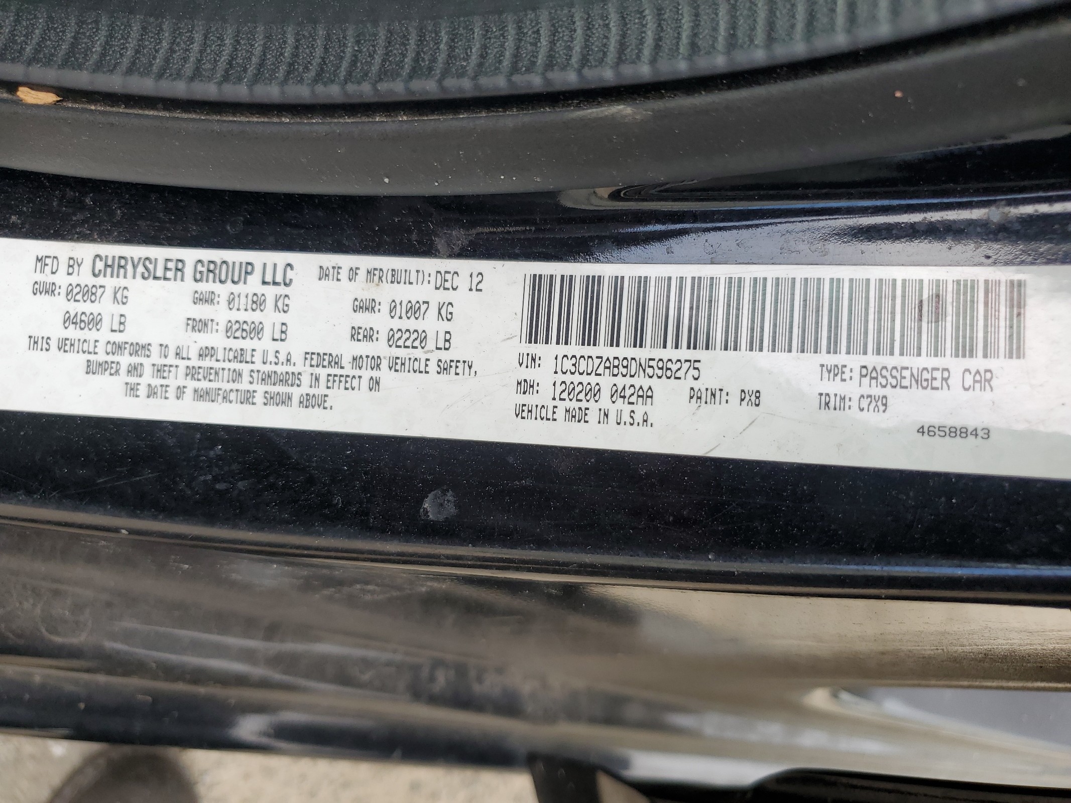 1C3CDZAB9DN596275 2013 Dodge Avenger Se