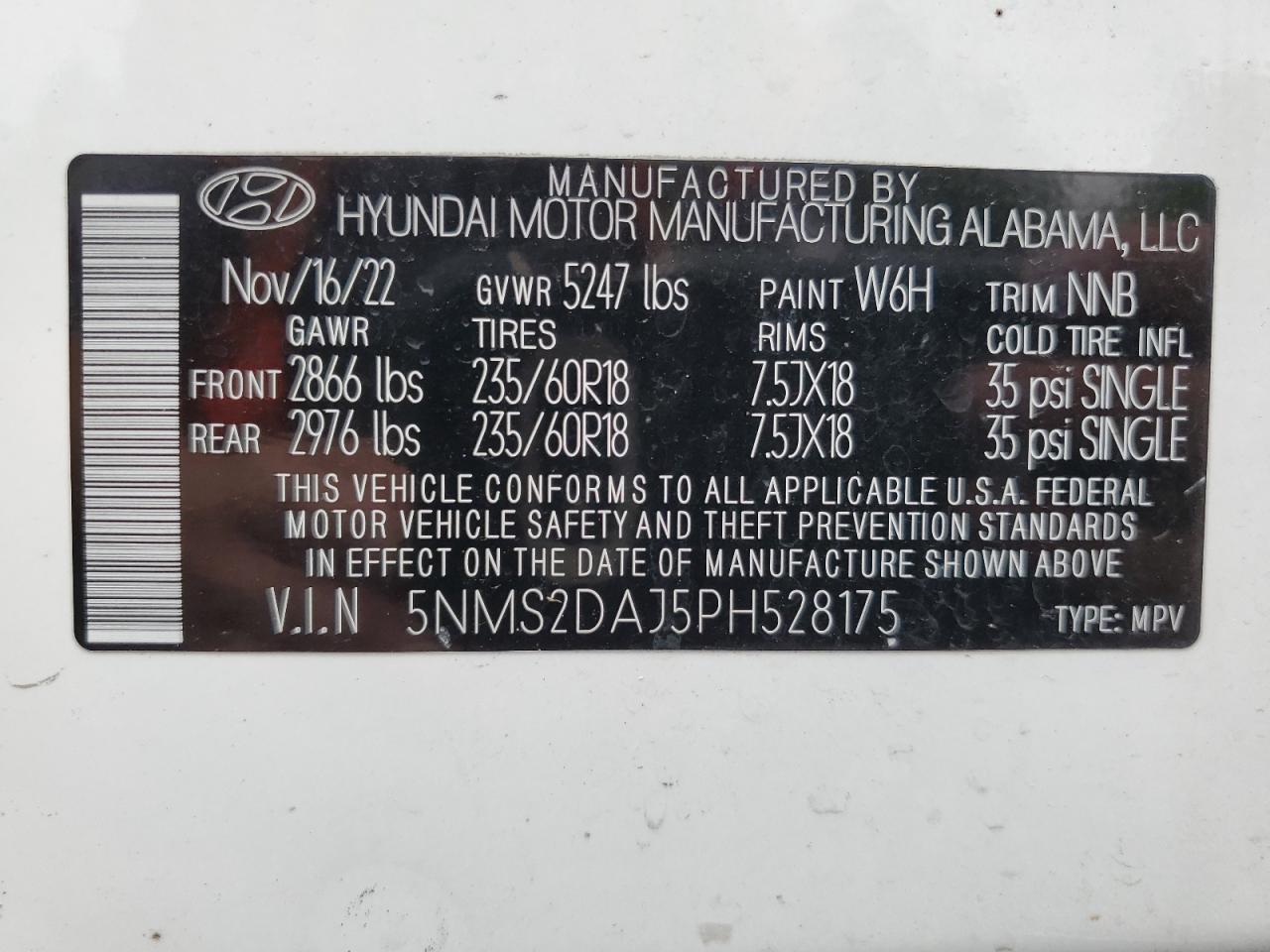 5NMS2DAJ5PH528175 2023 Hyundai Santa Fe Sel