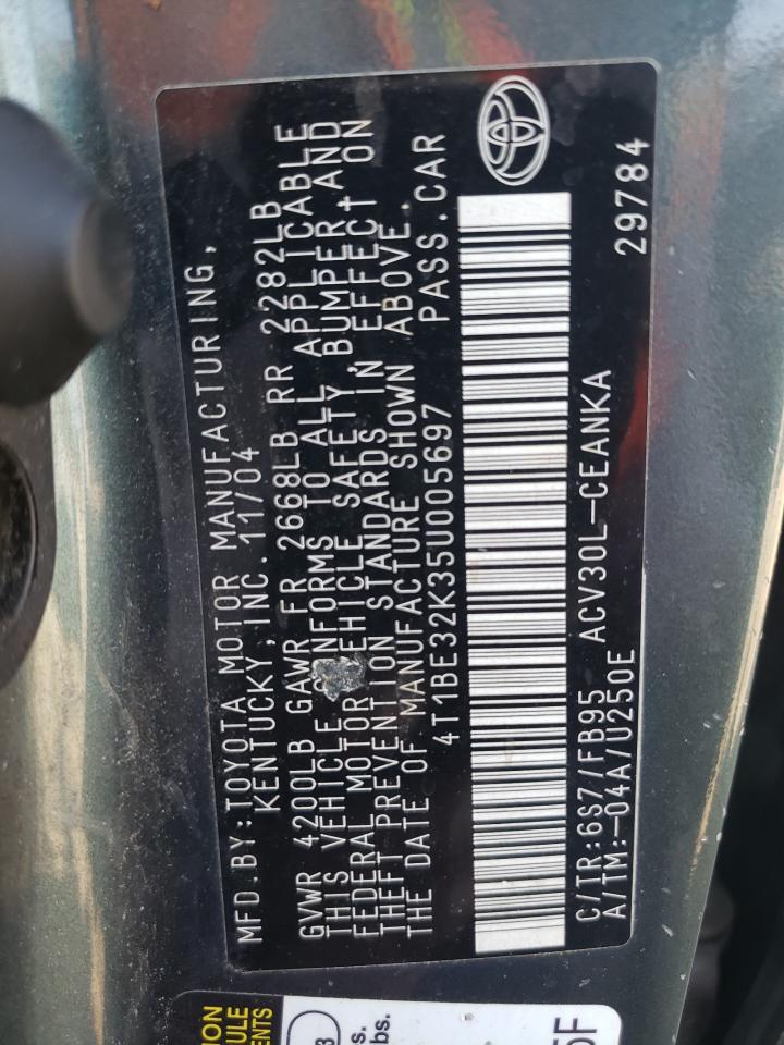 2005 Toyota Camry Le VIN: 4T1BE32K35U005697 Lot: 65598084