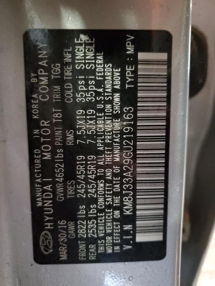 2016 Hyundai Tucson Limited VIN: KM8J33A29GU219163 Lot: 62879014