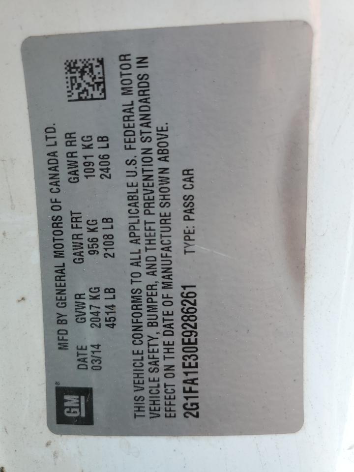 2014 Chevrolet Camaro Ls VIN: 2G1FA1E30E9286261 Lot: 65022174