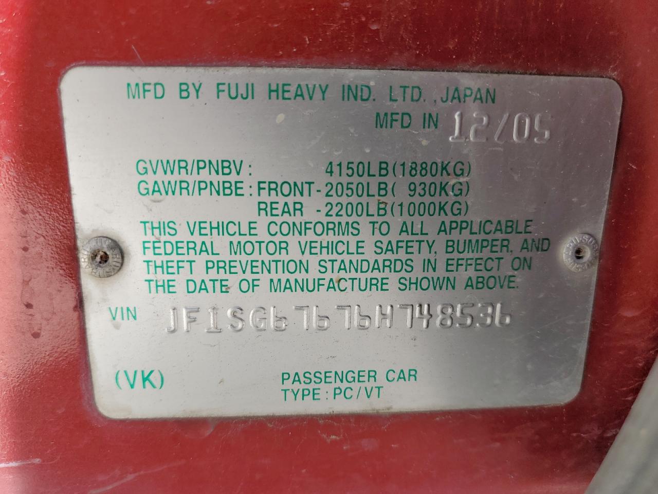 2006 Subaru Forester 2.5X Ll Bean VIN: JF1SG67676H748536 Lot: 61635574