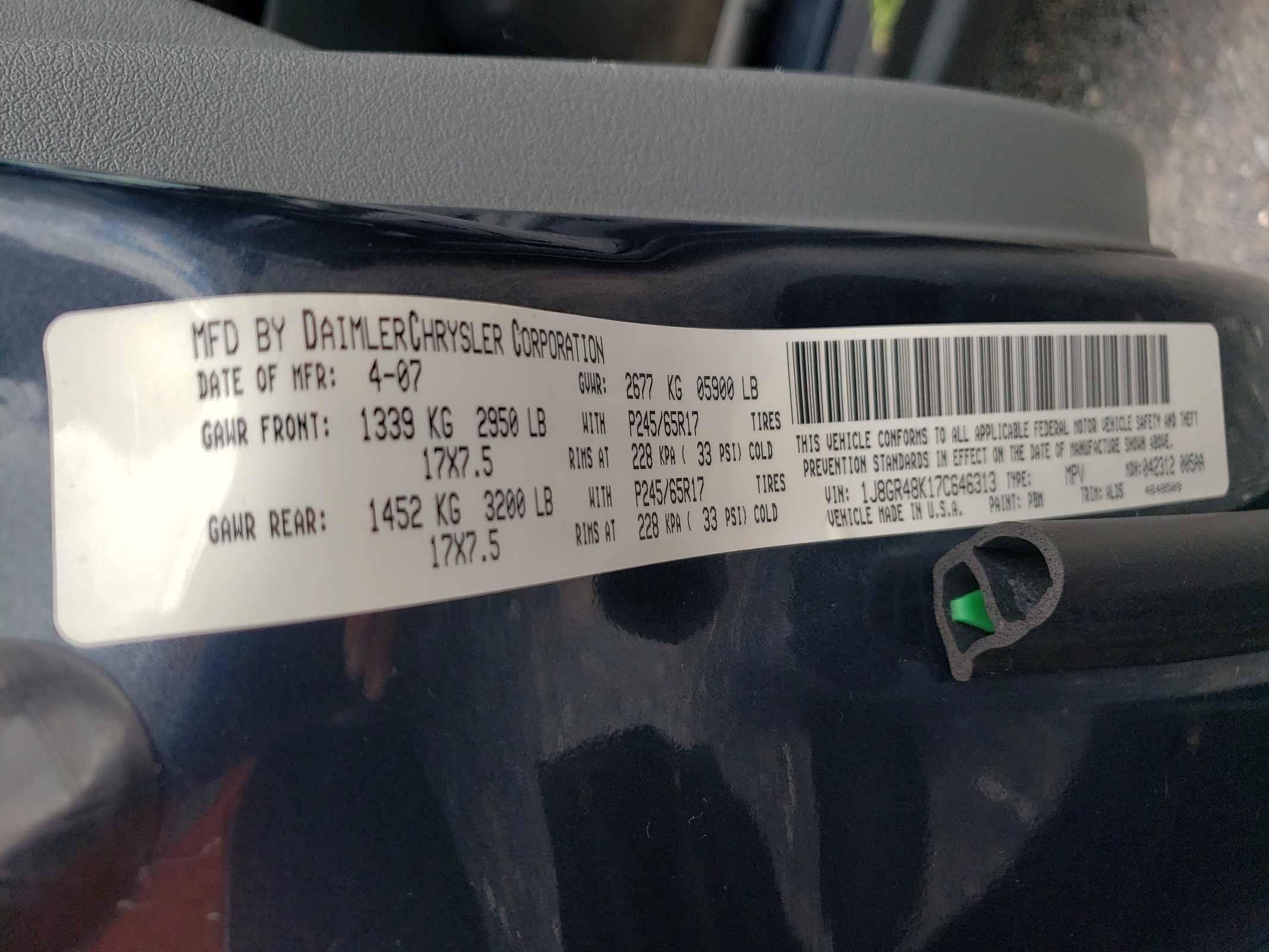 1J8GR48K17C646313 2007 Jeep Grand Cherokee Laredo