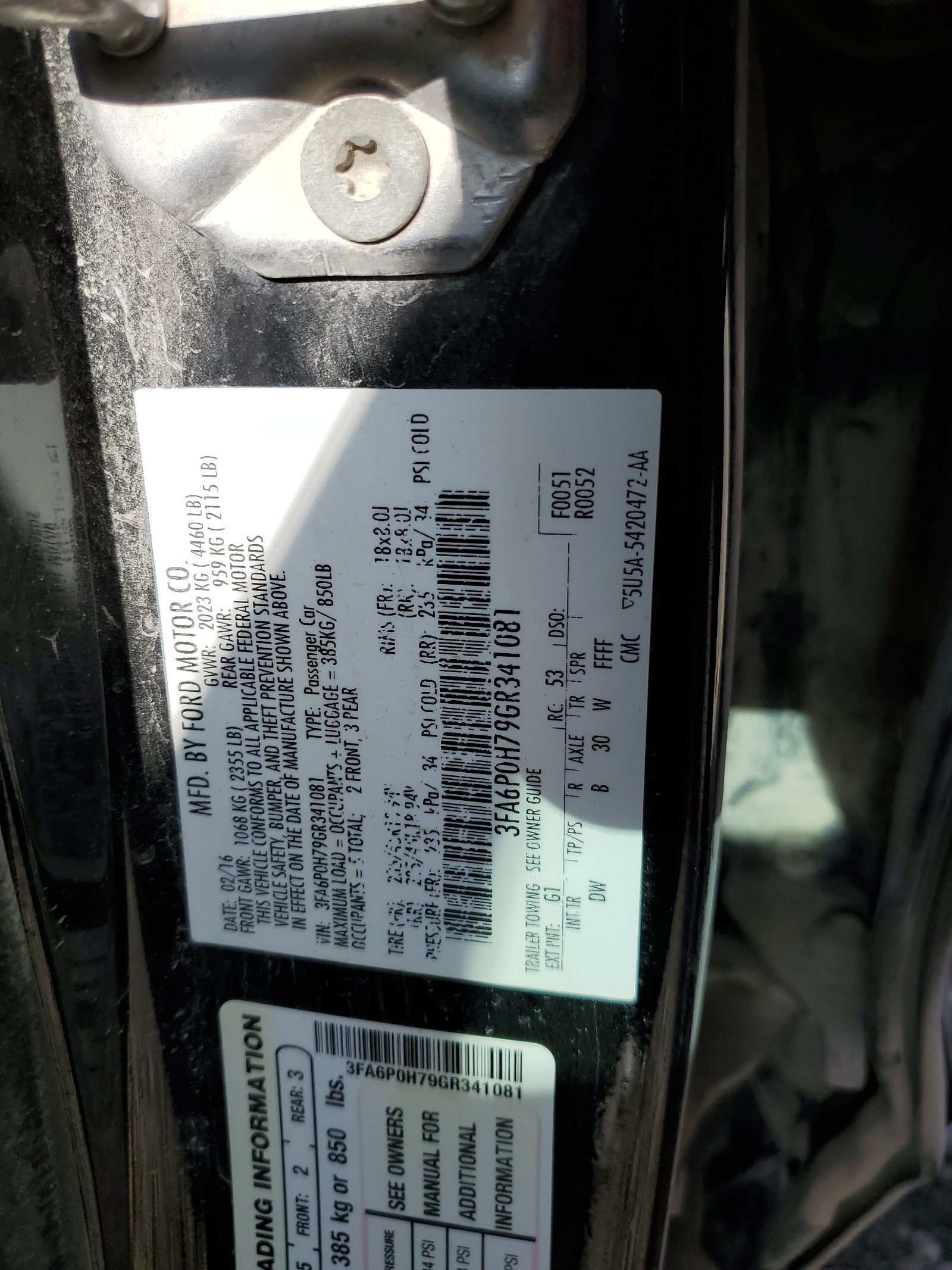 3FA6P0H79GR341081 2016 Ford Fusion Se