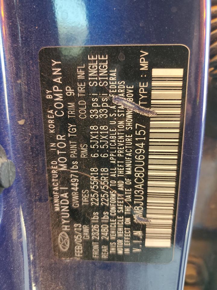 2013 Hyundai Tucson Gls VIN: KM8JU3AC8DU694157 Lot: 64084914