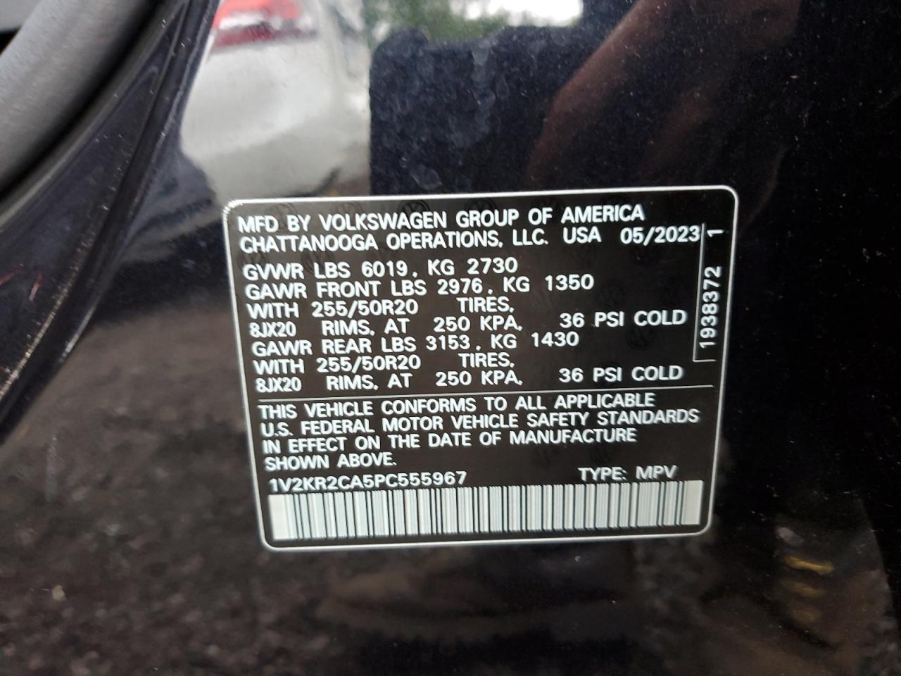 2023 Volkswagen Atlas Se VIN: 1V2KR2CA5PC555967 Lot: 64209024