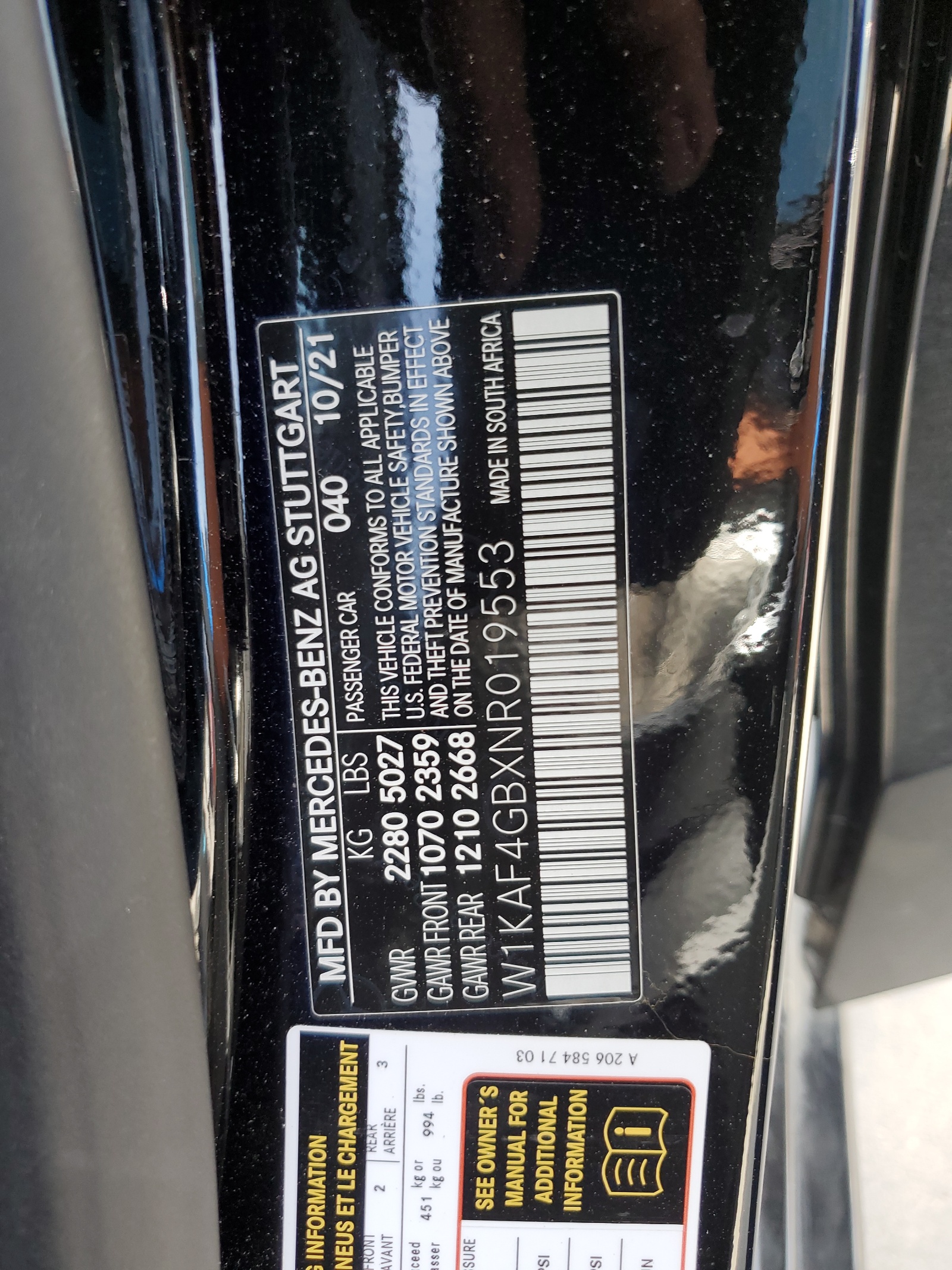 W1KAF4GBXNR019553 2022 Mercedes-Benz C 300