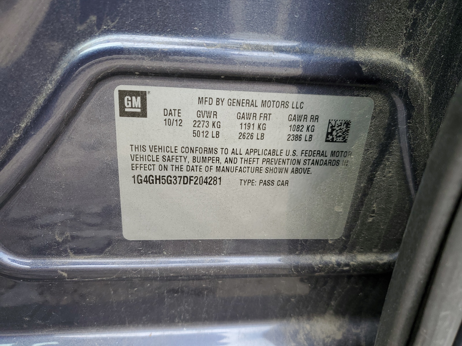 1G4GH5G37DF204281 2013 Buick Lacrosse Premium