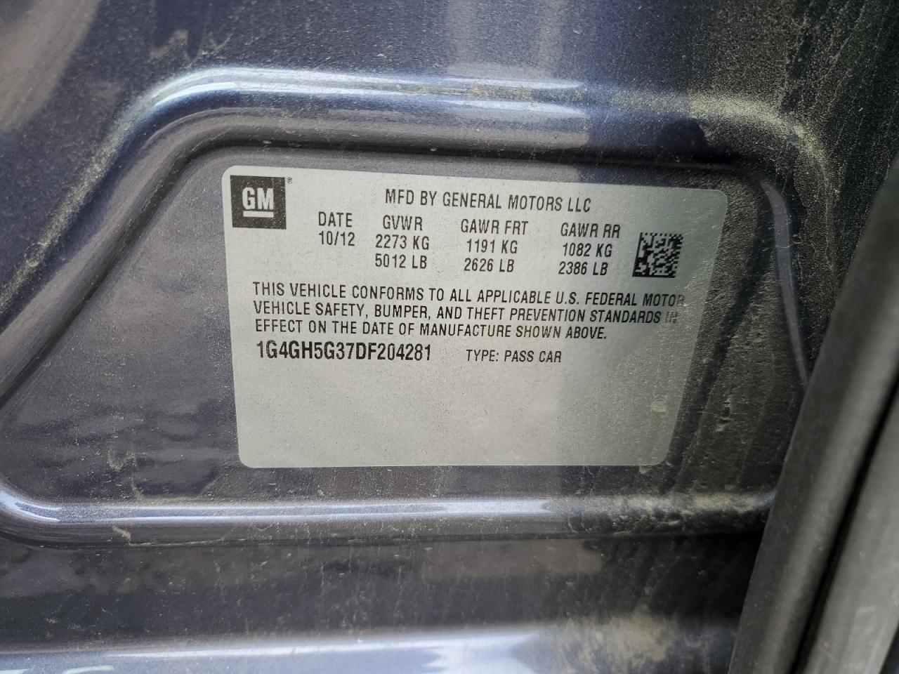 2013 Buick Lacrosse Premium VIN: 1G4GH5G37DF204281 Lot: 63877674