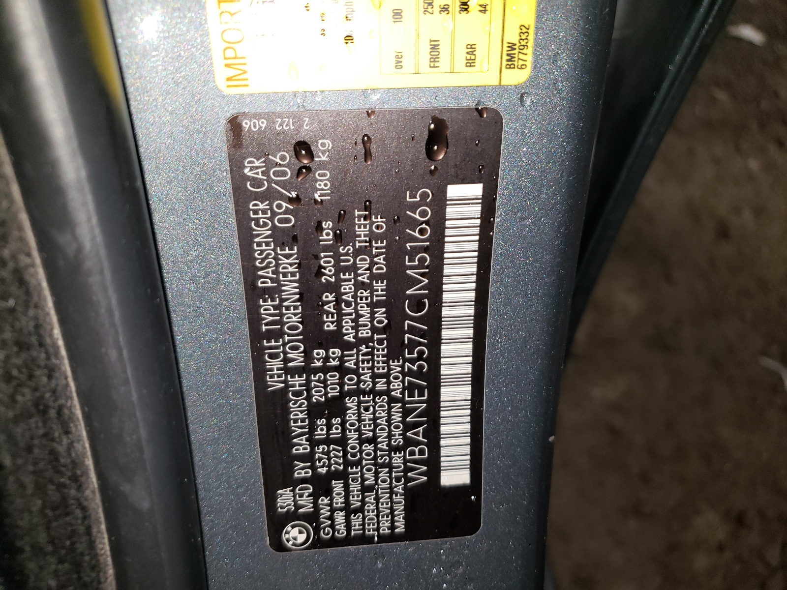 WBANE73577CM51665 2007 BMW 530 I