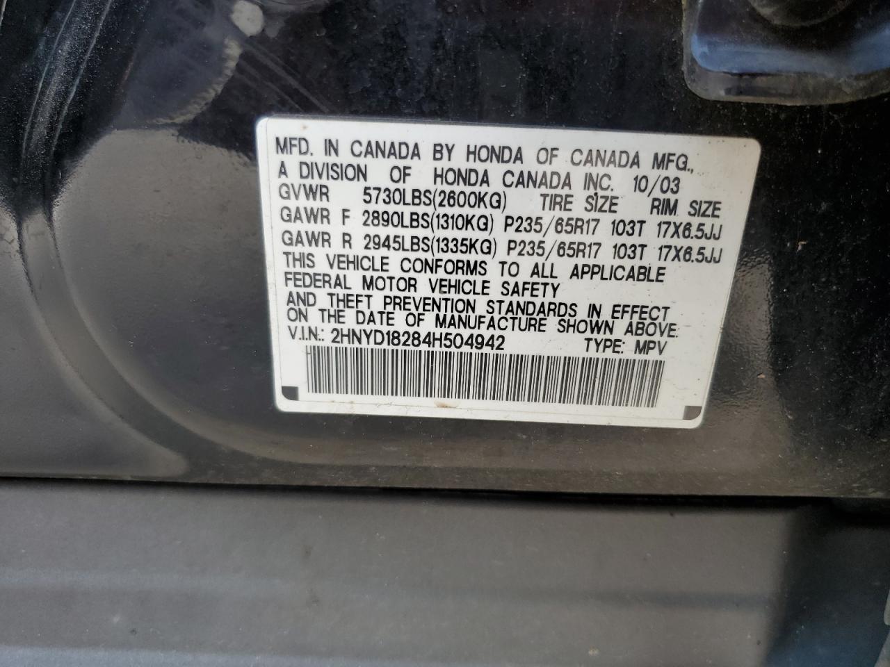 2HNYD18284H504942 2004 Acura Mdx