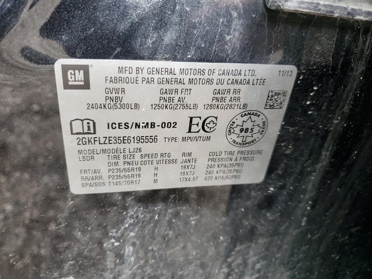 2014 GMC Terrain Denali VIN: 2GKFLZE35E6195556 Lot: 64573904