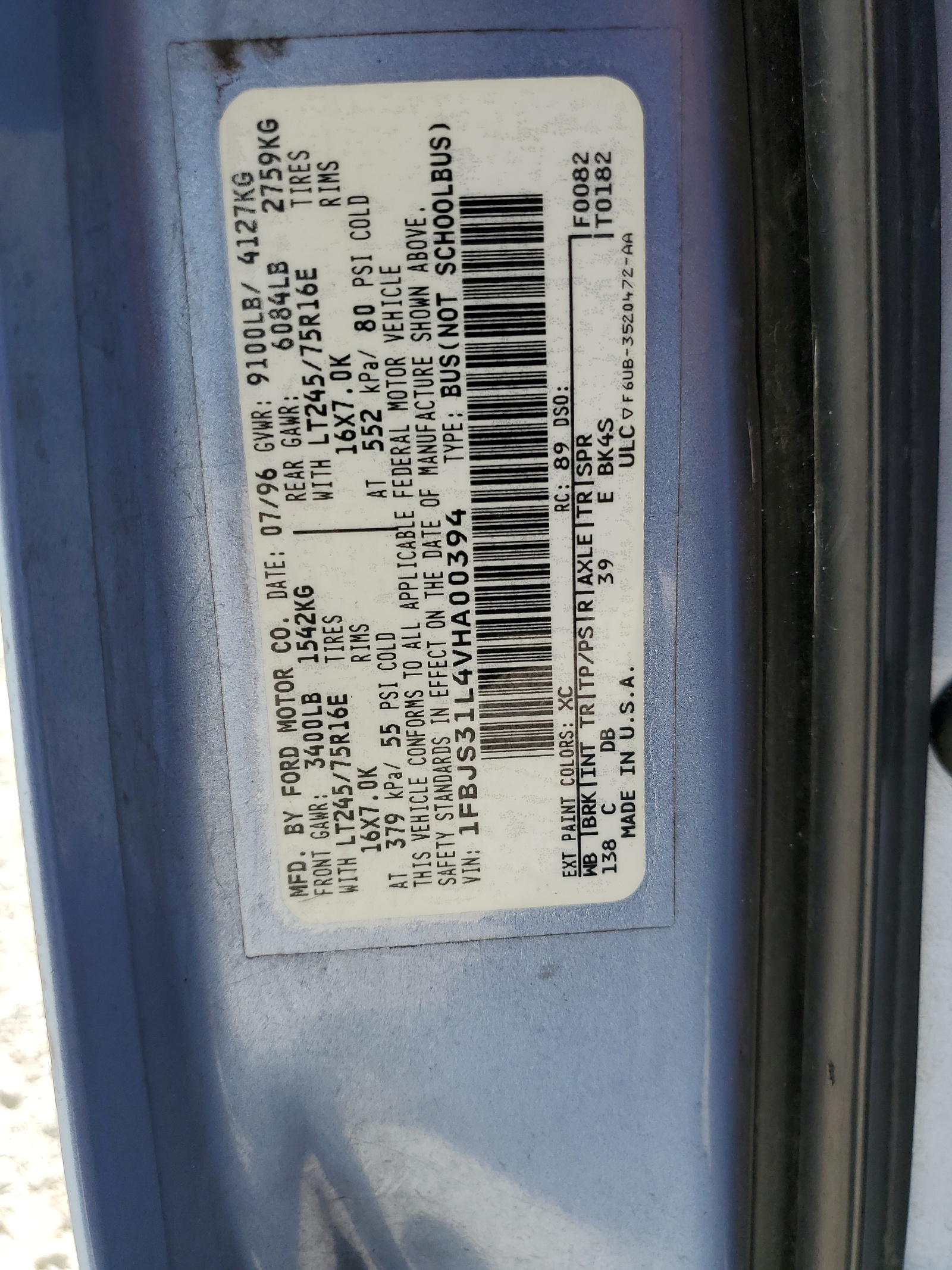 1FBJS31L4VHA00394 1997 Ford Econoline E350 Super Duty