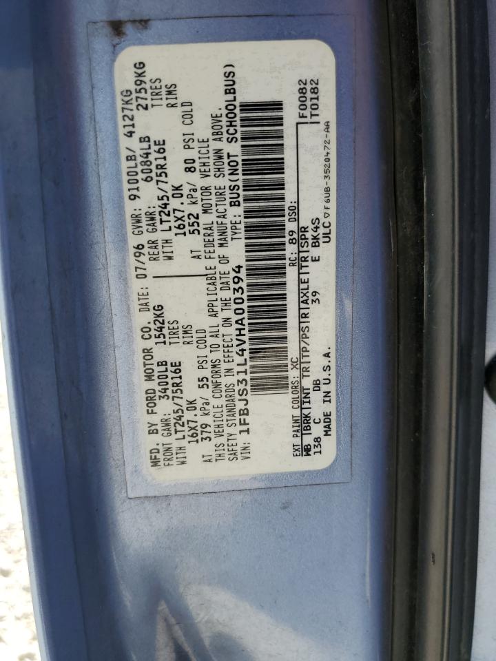 1997 Ford Econoline E350 Super Duty VIN: 1FBJS31L4VHA00394 Lot: 62132974